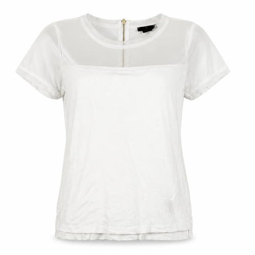 H&M Women’s White Short Sleeve Zip Back Viscose Top XS