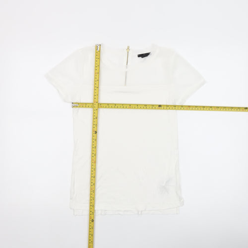 H&M Women’s White Short Sleeve Zip Back Viscose Top XS