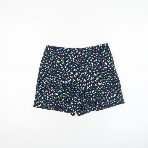 Zara Women Blue Floral Print Chino Shorts XS