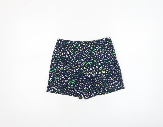 Zara Women Blue Floral Print Chino Shorts XS