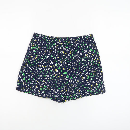 Zara Women Blue Floral Print Chino Shorts XS