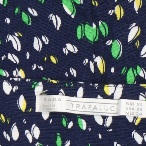 Zara Women Blue Floral Print Chino Shorts XS
