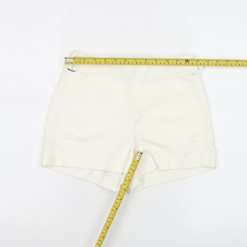 Bershka Women's Ivory Chino Shorts Size 8 with Buckle Detail