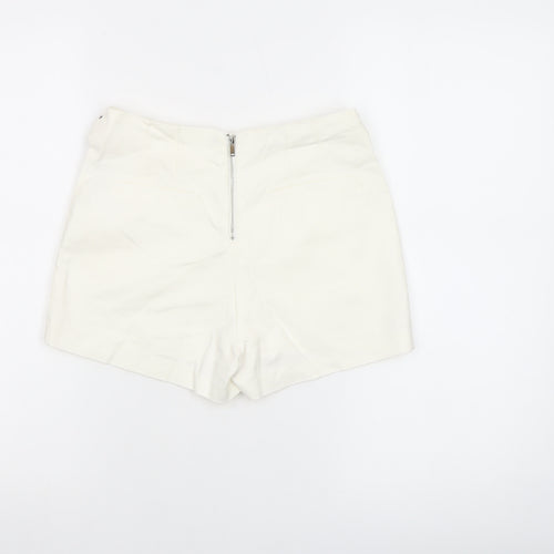 Bershka Women's Ivory Chino Shorts Size 8 with Buckle Detail