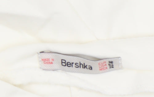Bershka Women's Ivory Chino Shorts Size 8 with Buckle Detail