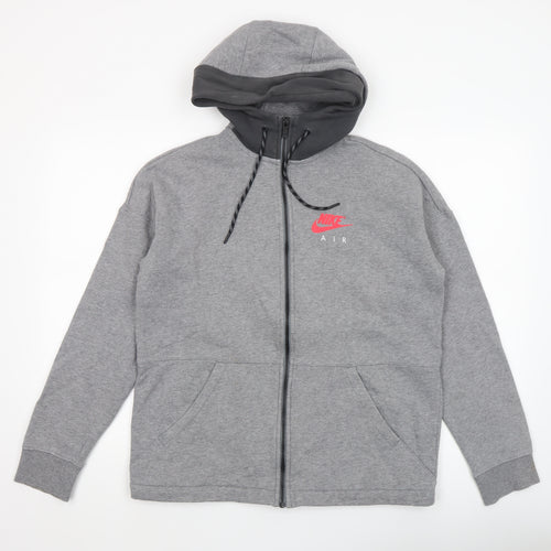 Nike Men's Grey Full Zip Hoodie Size M Sports Fleece Sweatshirt