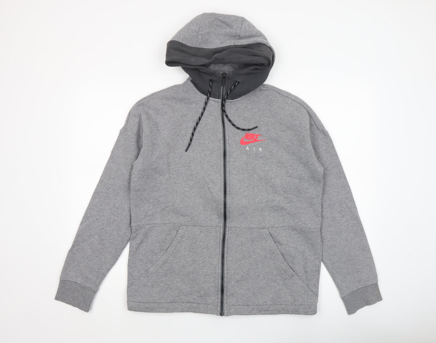 Nike Men's Grey Full Zip Hoodie Size M Sports Fleece Sweatshirt