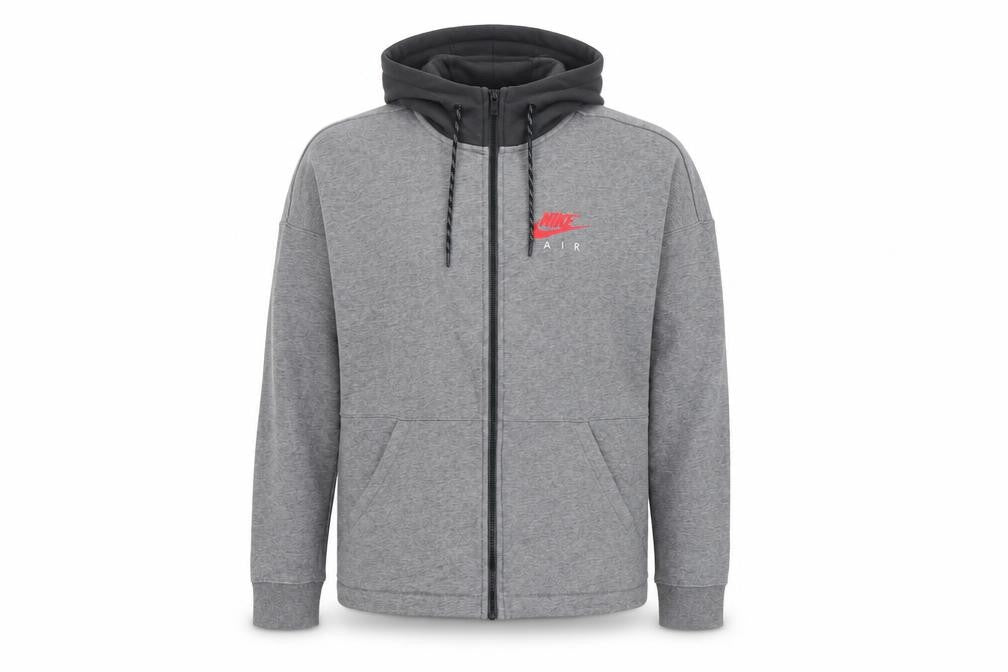 Nike Men's Grey Full Zip Hoodie Size M Sports Fleece Sweatshirt