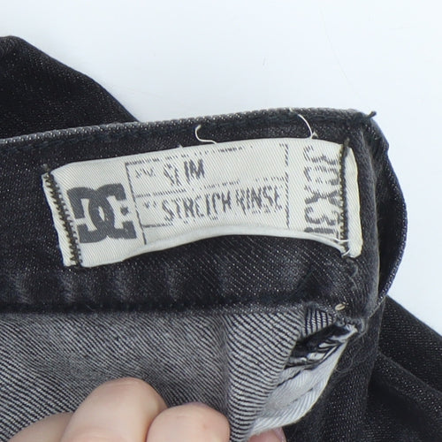 DC Mens Black Slim Fit Straight Stretch Denim Jeans Size M