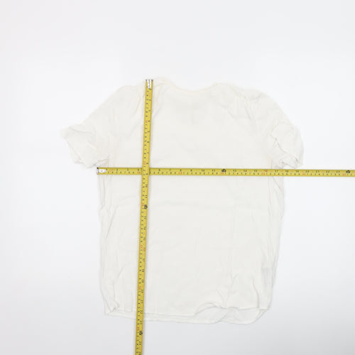H&M Women White Short Sleeve Viscose Blouse UK 8 Lightweight Casual Top