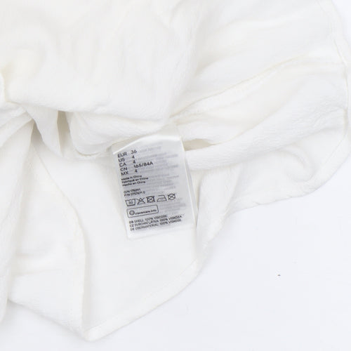 H&M Women White Short Sleeve Viscose Blouse UK 8 Lightweight Casual Top