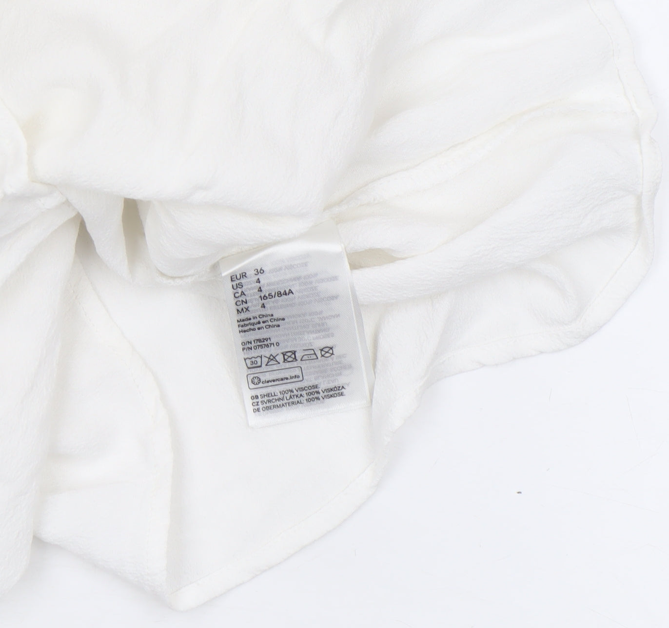 H&M Women White Short Sleeve Viscose Blouse UK 8 Lightweight Casual Top