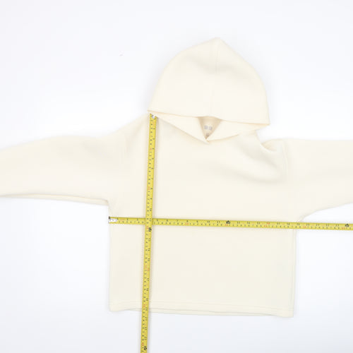 Uniqlo Women Ivory Pullover Hoodie Size S Polyester Blend