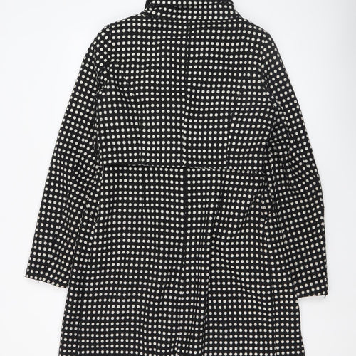 Vila Women’s Black White Polka Dot Overcoat Size S Mid-Length Smart Coat
