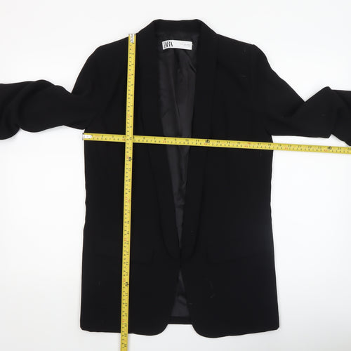Zara Women's Black Shawl Lapel Long Blazer Jacket Size S