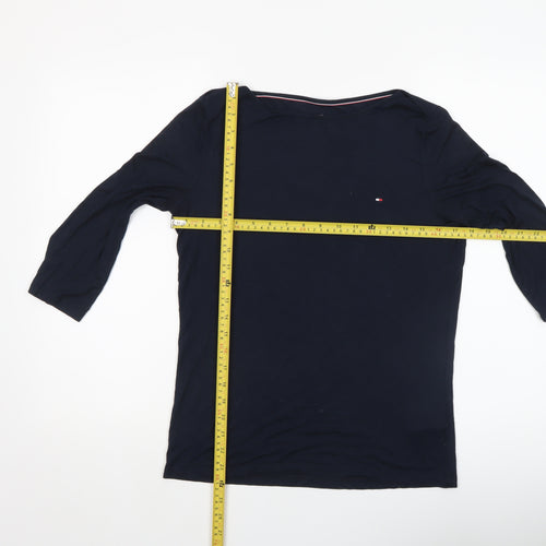 Tommy Hilfiger Women Blue L Basic Stretch 3/4 Sleeve T-Shirt
