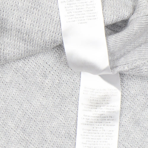 Fransa Women Grey Cotton Blend 3/4 Sleeve Pullover Jumper Size L