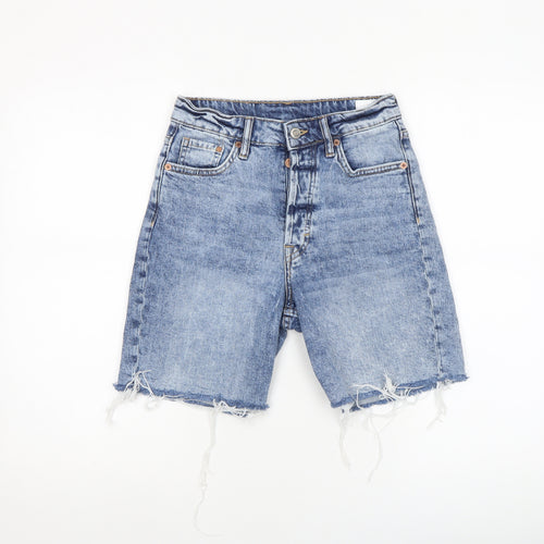 &Denim Womens Blue Size 8 High Waist Bermuda Denim Shorts