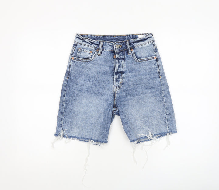 &Denim Womens Blue Size 8 High Waist Bermuda Denim Shorts