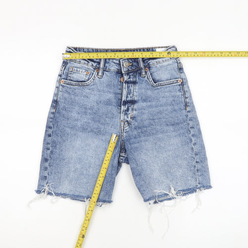 &Denim Womens Blue Size 8 High Waist Bermuda Denim Shorts