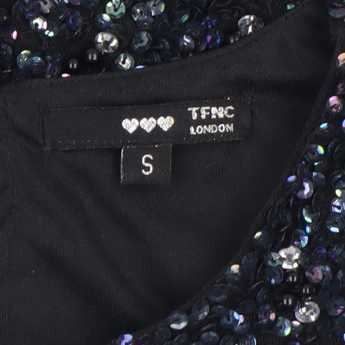 TFNC Women Black Sequin Beaded Cropped Tank Top Size S