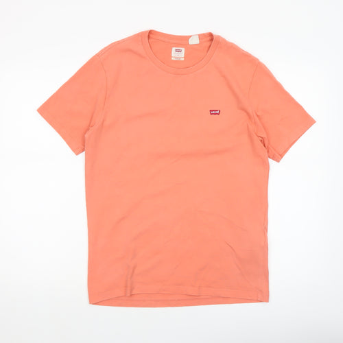 Levi's Men's Orange Cotton Crew Neck Classic Fit T-Shirt Size S