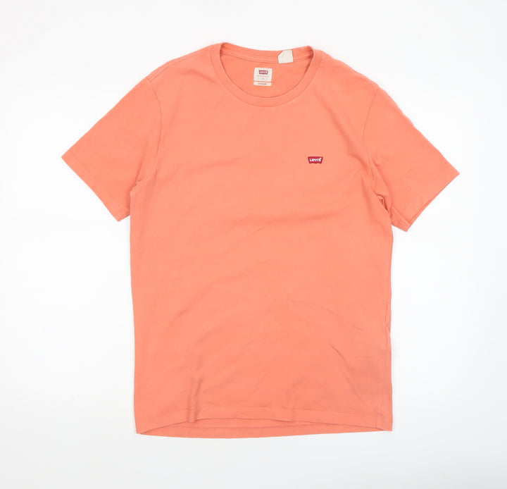 Levi's Men's Orange Cotton Crew Neck Classic Fit T-Shirt Size S
