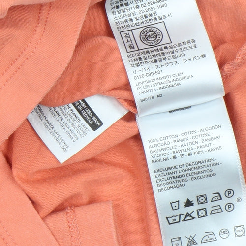 Levi's Men's Orange Cotton Crew Neck Classic Fit T-Shirt Size S