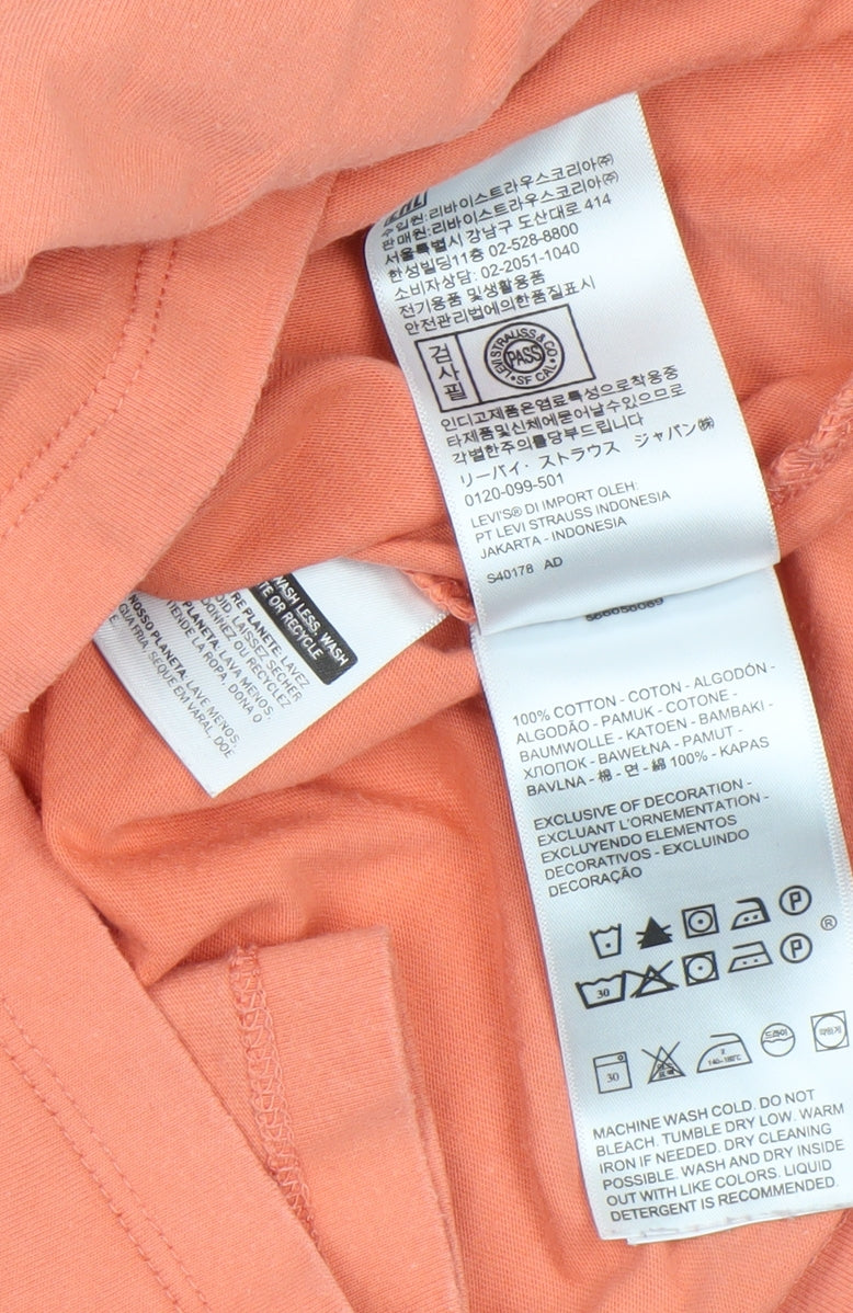 Levi's Men's Orange Cotton Crew Neck Classic Fit T-Shirt Size S