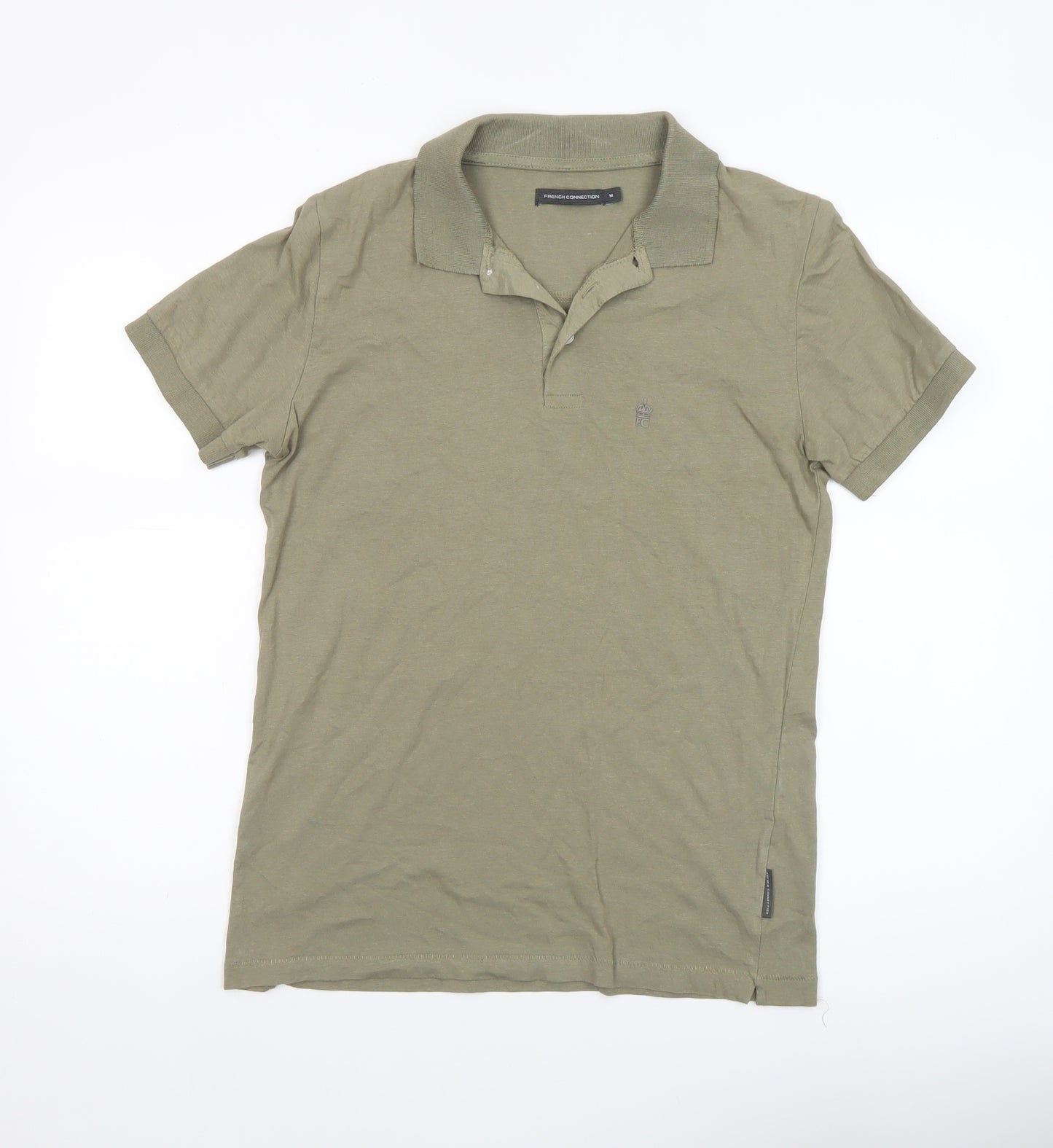 French Connection Men's Green Cotton Polo Shirt Size M