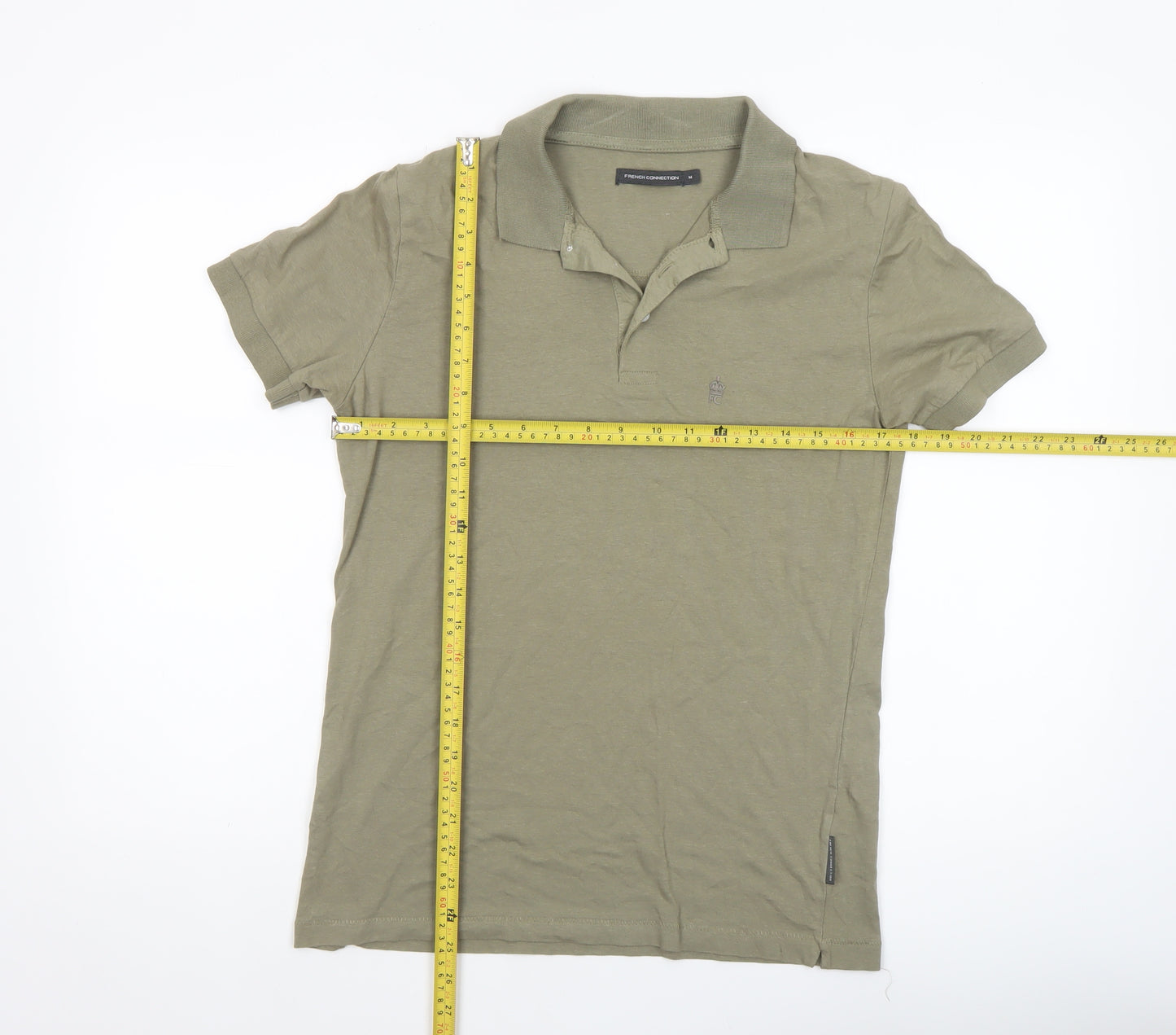 French Connection Men's Green Cotton Polo Shirt Size M