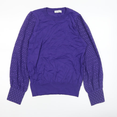 Gallery Womens Purple Polka Dot Sleeve Pullover Jumper M