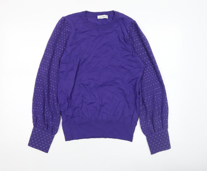 Gallery Womens Purple Polka Dot Sleeve Pullover Jumper M