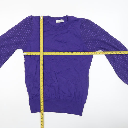 Gallery Womens Purple Polka Dot Sleeve Pullover Jumper M
