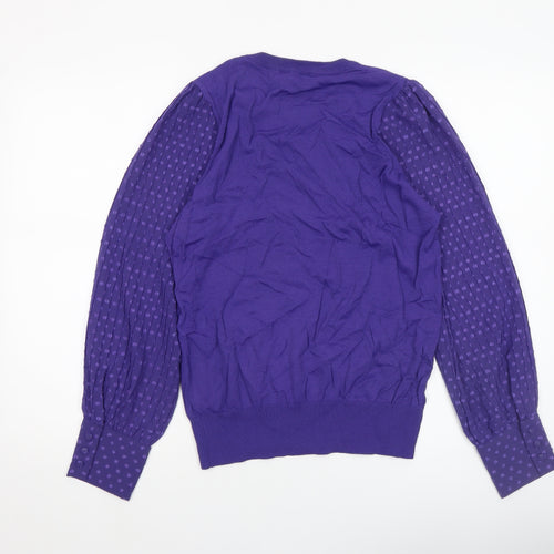 Gallery Womens Purple Polka Dot Sleeve Pullover Jumper M