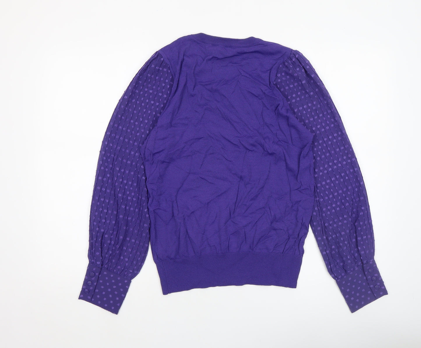Gallery Womens Purple Polka Dot Sleeve Pullover Jumper M