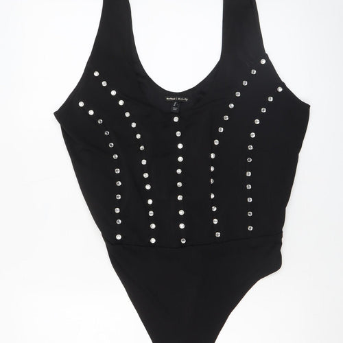 River Island Women’s Black Studded Bodysuit XL Casual Partywear