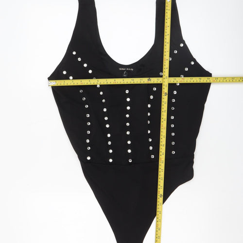 River Island Women’s Black Studded Bodysuit XL Casual Partywear