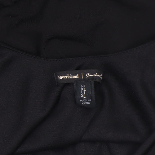 River Island Women’s Black Studded Bodysuit XL Casual Partywear