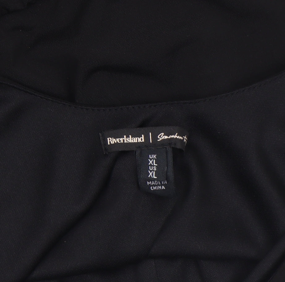 River Island Women’s Black Studded Bodysuit XL Casual Partywear