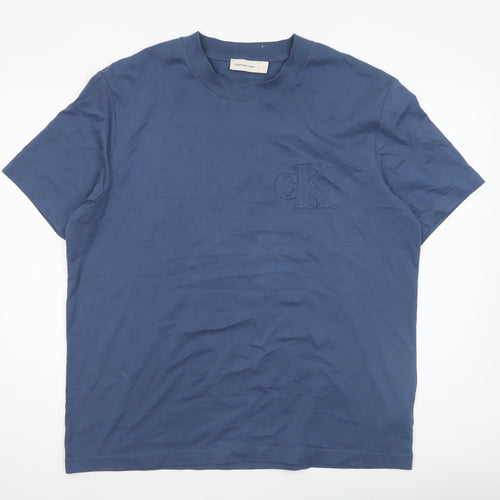 Calvin Klein Jeans Men's Blue Cotton Crew Neck T-Shirt Size L