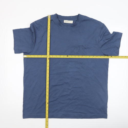 Calvin Klein Jeans Men's Blue Cotton Crew Neck T-Shirt Size L