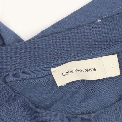Calvin Klein Jeans Men's Blue Cotton Crew Neck T-Shirt Size L