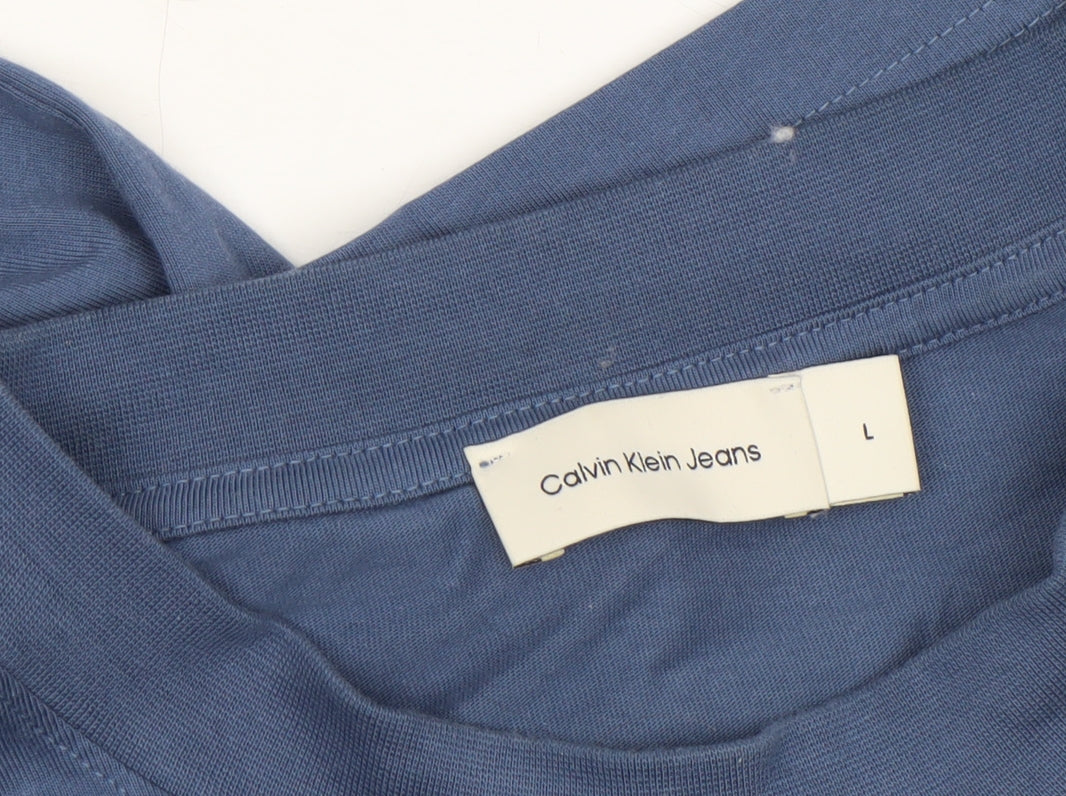 Calvin Klein Jeans Men's Blue Cotton Crew Neck T-Shirt Size L