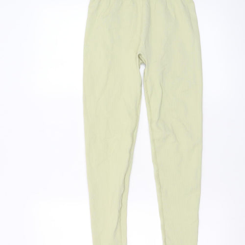 H&M Sport Women’s Green Ribbed Leggings Size S Slim Fit Stretch Activewear