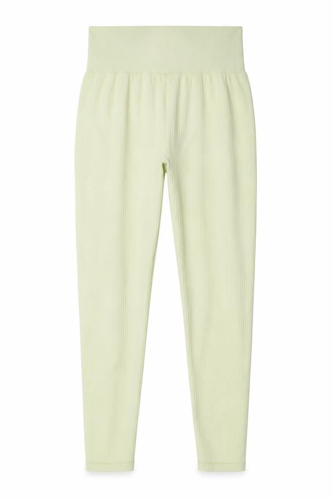 H&M Sport Women’s Green Ribbed Leggings Size S Slim Fit Stretch Activewear