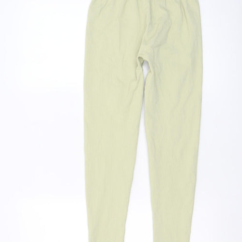 H&M Sport Women’s Green Ribbed Leggings Size S Slim Fit Stretch Activewear