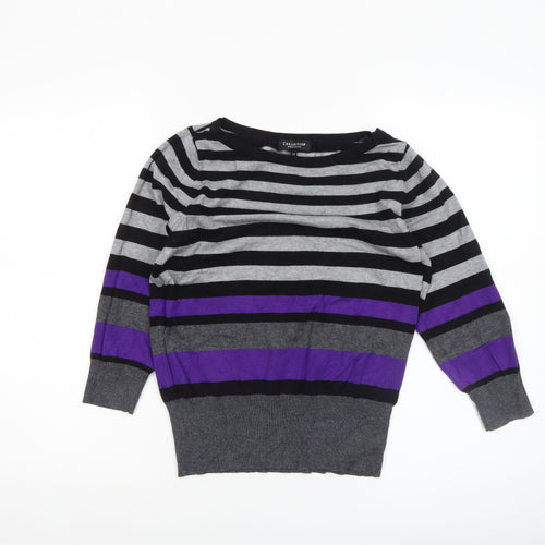 Debenhams Collection Women's Black Grey Purple Striped Jumper Size 12