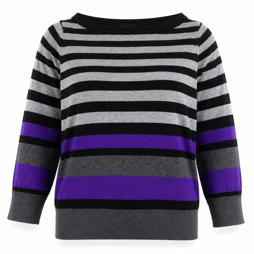 Debenhams Collection Women's Black Grey Purple Striped Jumper Size 12