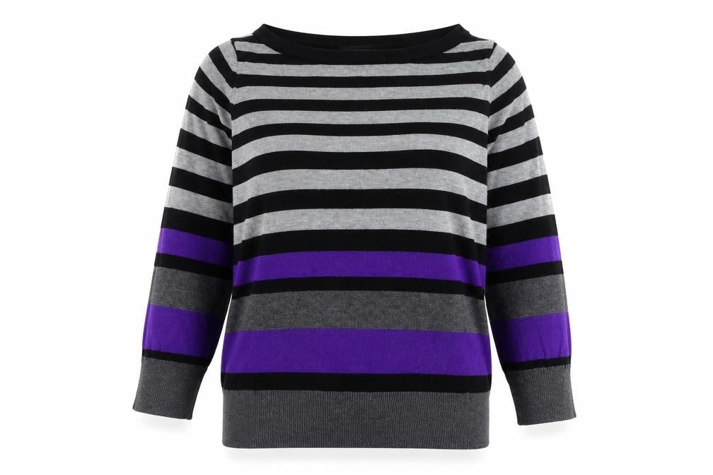 Debenhams Collection Women's Black Grey Purple Striped Jumper Size 12